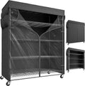 REIBII 45''W Storage Shelves Waterproof Metal Shelving with Cover Dustproof, Wire Shelving Unit Covers & Wheels Garage Storage Rack Wire Shelf for Kitchen Pantry, Storage Room, 45Wx17.72Dx72.83H