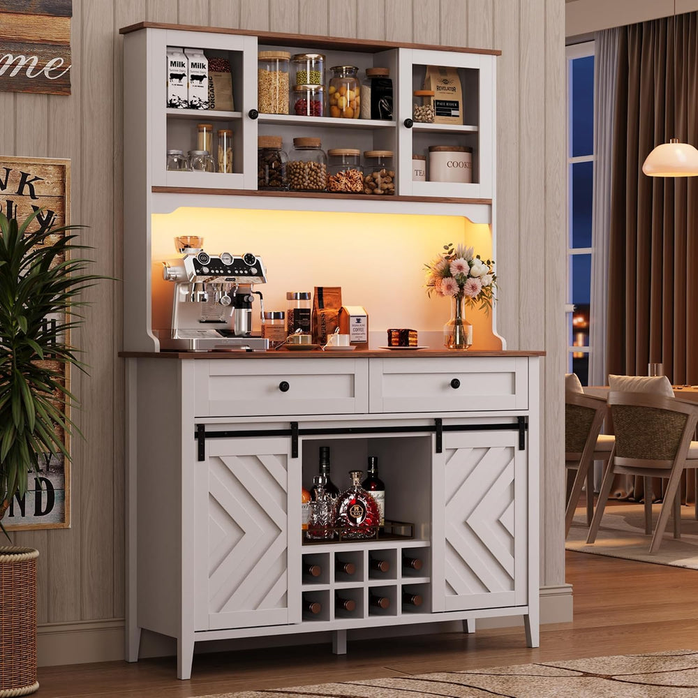 Garvee 72 in Farmhosue Bar Cabinet with Sliding Barn Door