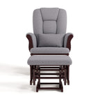 Storkcraft Tuscany Custom Glider and Ottoman with Free Lumbar Pillow (Espresso/Slate Gray Swirl) - Cleanable Upholstered Comfort Rocking Nursery Chair with Ottoman