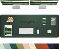 Leather Desk Pad Protector, Large Mat, Mouse Pad, Non-Slip PU Leather Blotter, Cover for Keyboard and Mouse, Office & Home (Dark Green, 48" x 17")