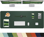 Leather Desk Pad Protector, Large Mat, Mouse Pad, Non-Slip PU Leather Blotter, Cover for Keyboard and Mouse, Office & Home (Dark Green, 48" x 17")