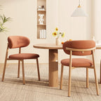 Kitchen Dining Chairs Set of 6 Modern Soft Linen Farmhouse Dining Room Chair with Metal Legs, Orange/Original