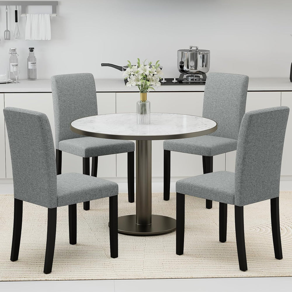 Giantex Upholstered Dining Chairs Set of 4, Mid-Century Modern Fabric Parson ...