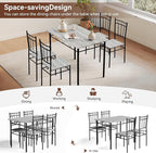 Vipbear Kitchen Dining Table Set for 4, 5-Piece Kitchen Table Set,Dining Room Table Sets,Rectangular Kitchen Table Set with 4 Chairs for Small Space, Dinette,Apartment,Rustic Grey