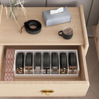 Belt Organizer for Drawer - Bamboo Belt Storage Organizer | Belt Rack for Closet Wall Mount Men Women Tie Sock Bra Scarf Ribbon(White, 2 * 7Grids)