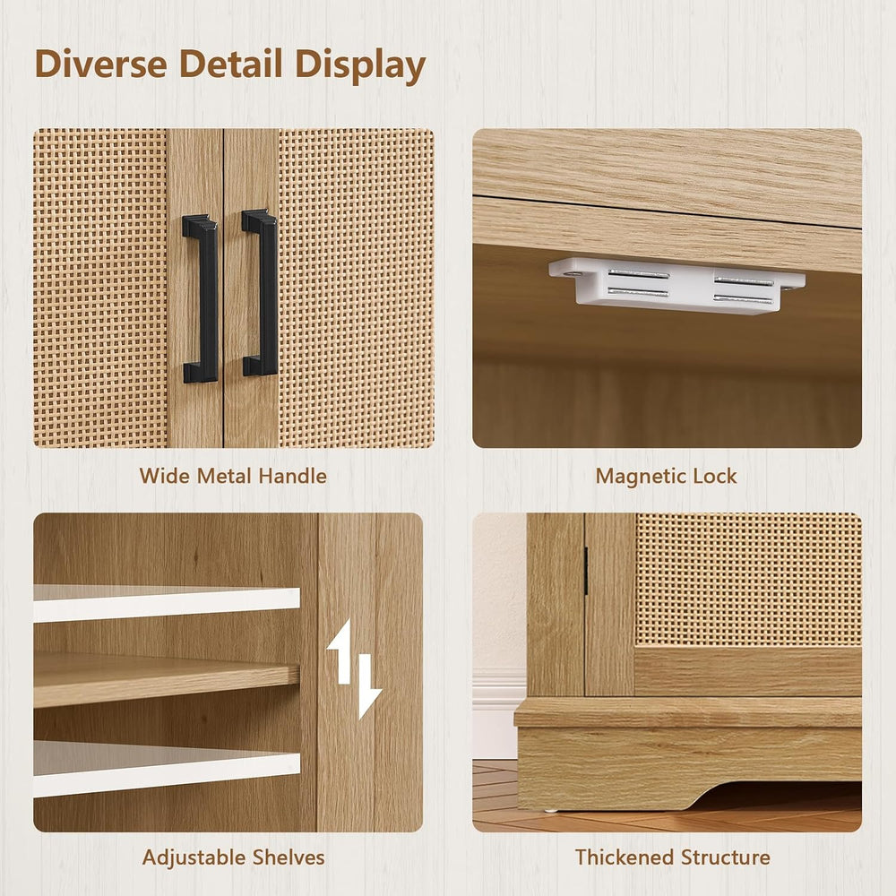 usikey 61” Large Buffet Cabinet with Storage, Sideboard Cabinet with 4 Doors ...