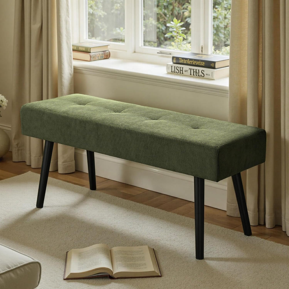 Comfy to go Entryway Bench - Green Bench for Bedroom, Modern Ottoman End of B...