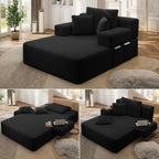 Avenix 70" Oversized Boneless Chaise Lounge Chair Indoor, Corduroy Comfy Oversized Reading Sleeper Chair Boneless Sofa Couch Bed with 3 Fluffy Pillows, No Assembly Required, Black