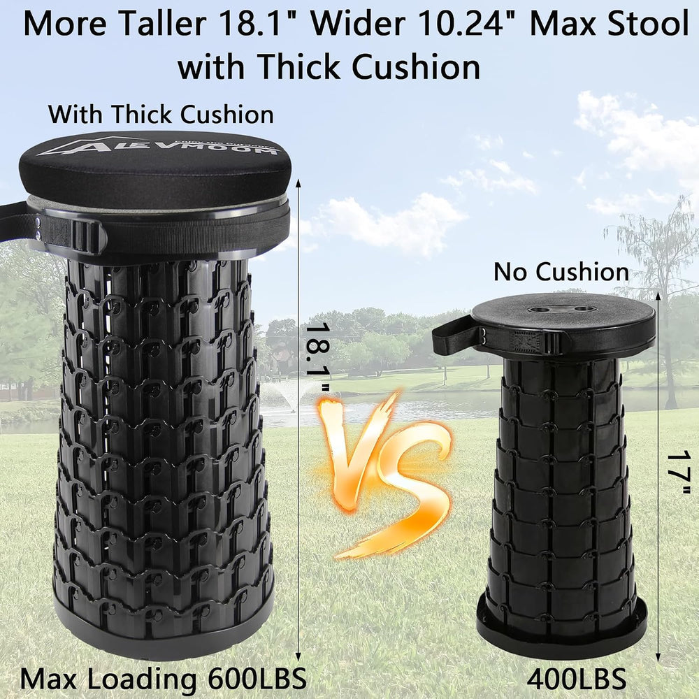 Collapsible Stool with Thick Cushion, H 18.1" D 10.24" Portable Tel...