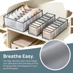 3 Pack Underwear Drawer Organizer - Foldable Fabric Storage Bins for Dresser & Closet, Sock and Bra Dividers, 3 Sizes for Bedroom Organization (Gray）