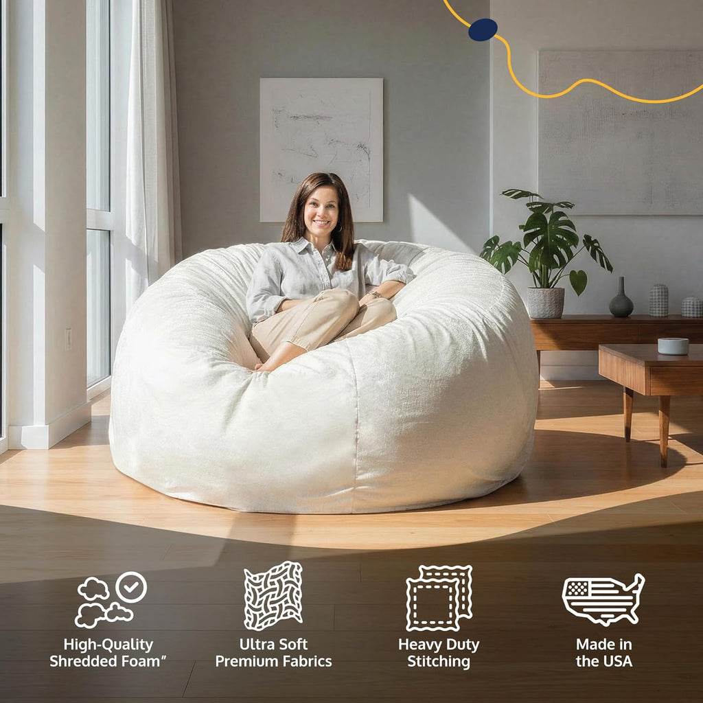 ULTIMATE SACK | 5 Ft Bean Bag Chair Replacement Cover Only | Cloud Suede | Removable Washable Cover only