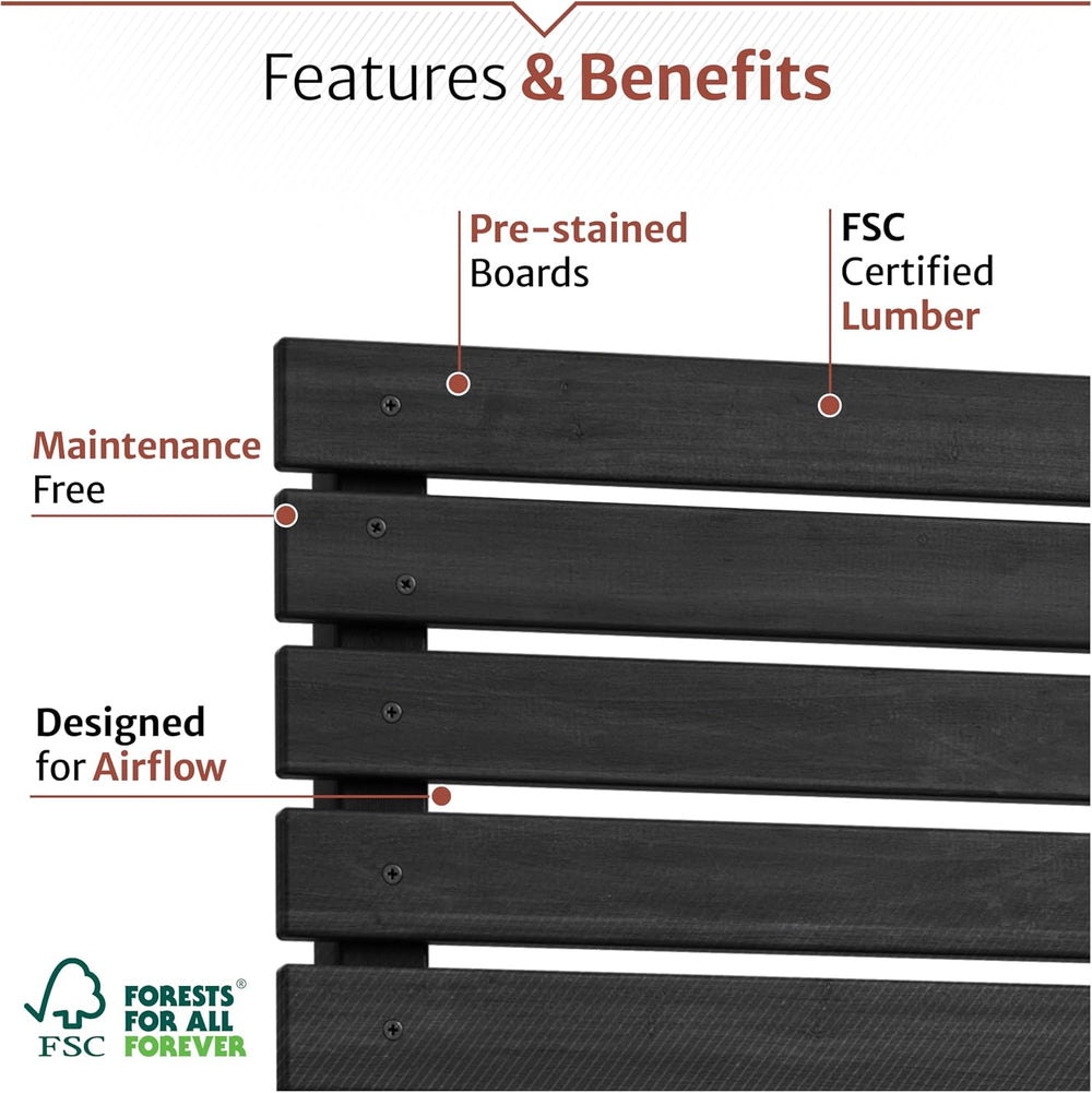 Enclo Aspen Privacy Screen, Charcoal Wood DIY No Dig Kit