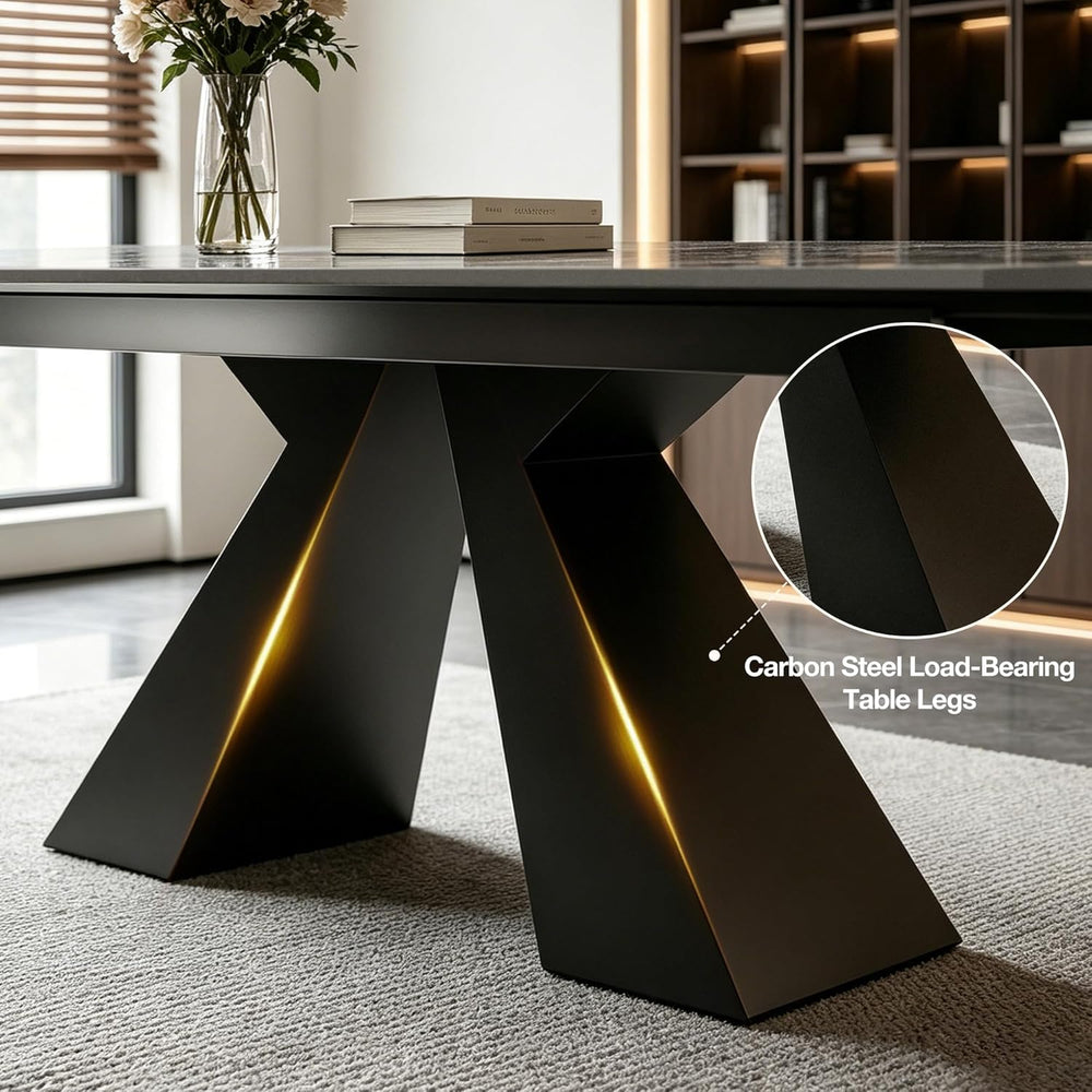 Marble Expandable Table for 8-12 People, 78.74-110.24 Inch Adjustable Length,...