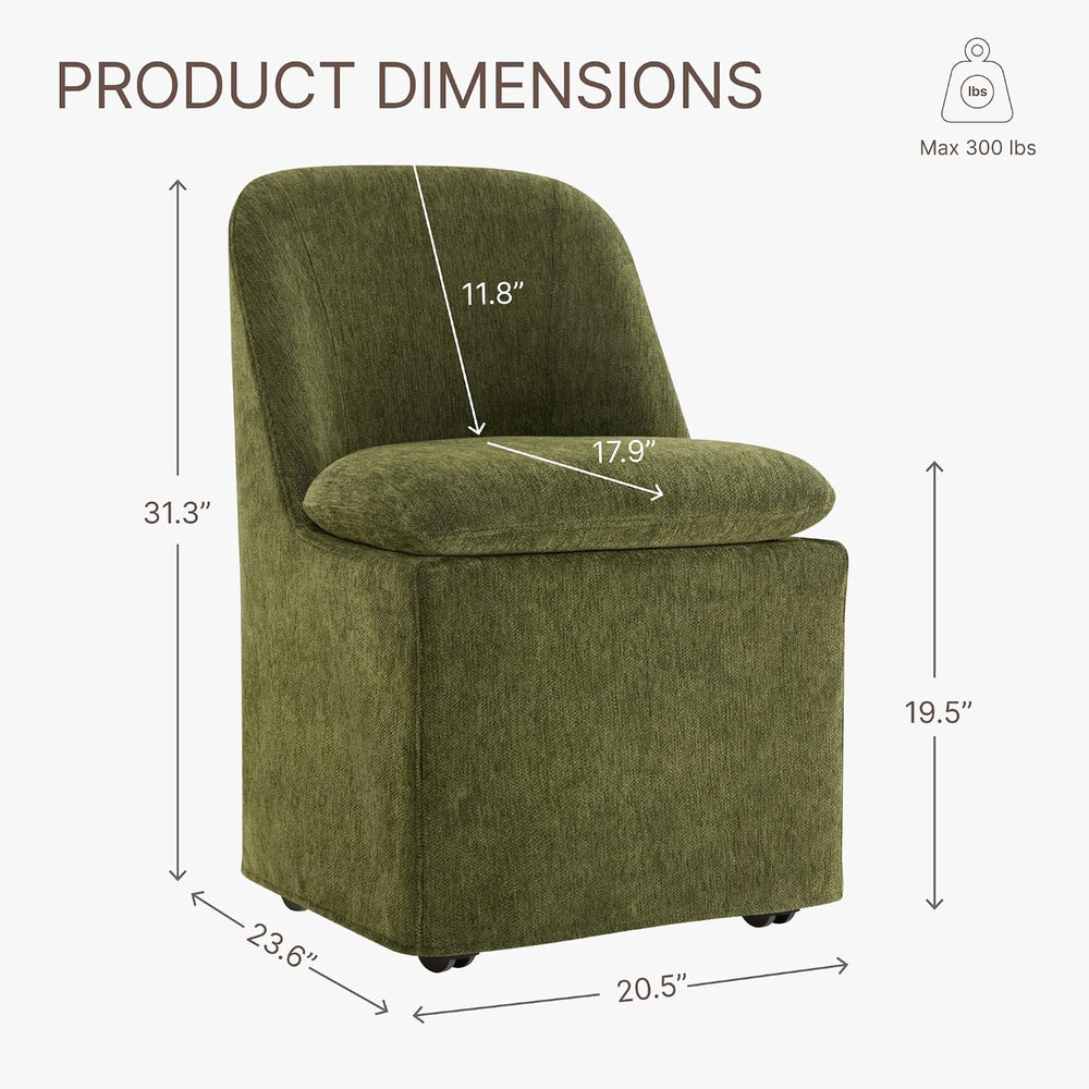 KISLOT Upholstered Dining Chairs Set of 2 with Hidden Casters, Modern Kitchen...