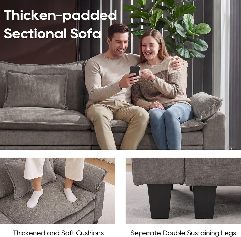 URRED Oversized Modular Sectional Sofa，Gray：157" U Shaped