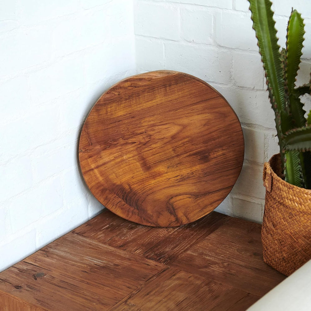 Natural Round Teak Wood Slice Slab 15.6"x15.6"x1.98" Live Edge...