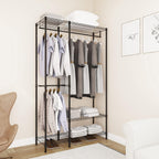Heavy Duty Garment Rack for Hanging Clothes,Wire Metal Clothing Rack,Adjustable Portable Clothing Rack,Freestanding Open Wardrobe Organizer Rack,39.5"L x 15.75"W x 75.6"H Max Load 600LBS,Black