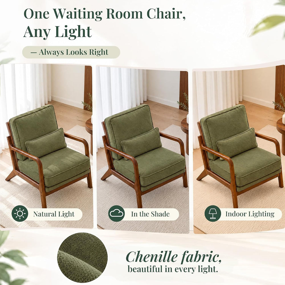 Mid Century Modern Accent Chairs Set of 2 with Lumbar Pillows