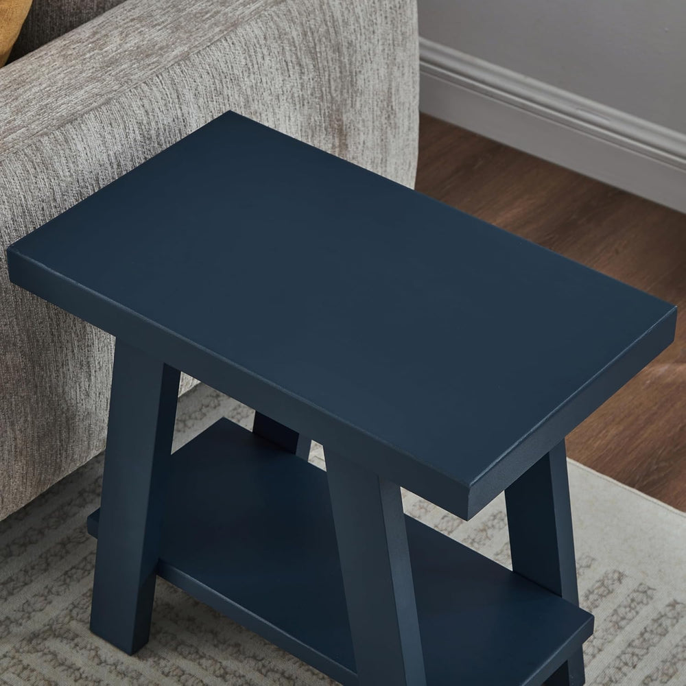 Roundhill Furniture Athens Contemporary Wood Shelf Side Table in Navy Blue
