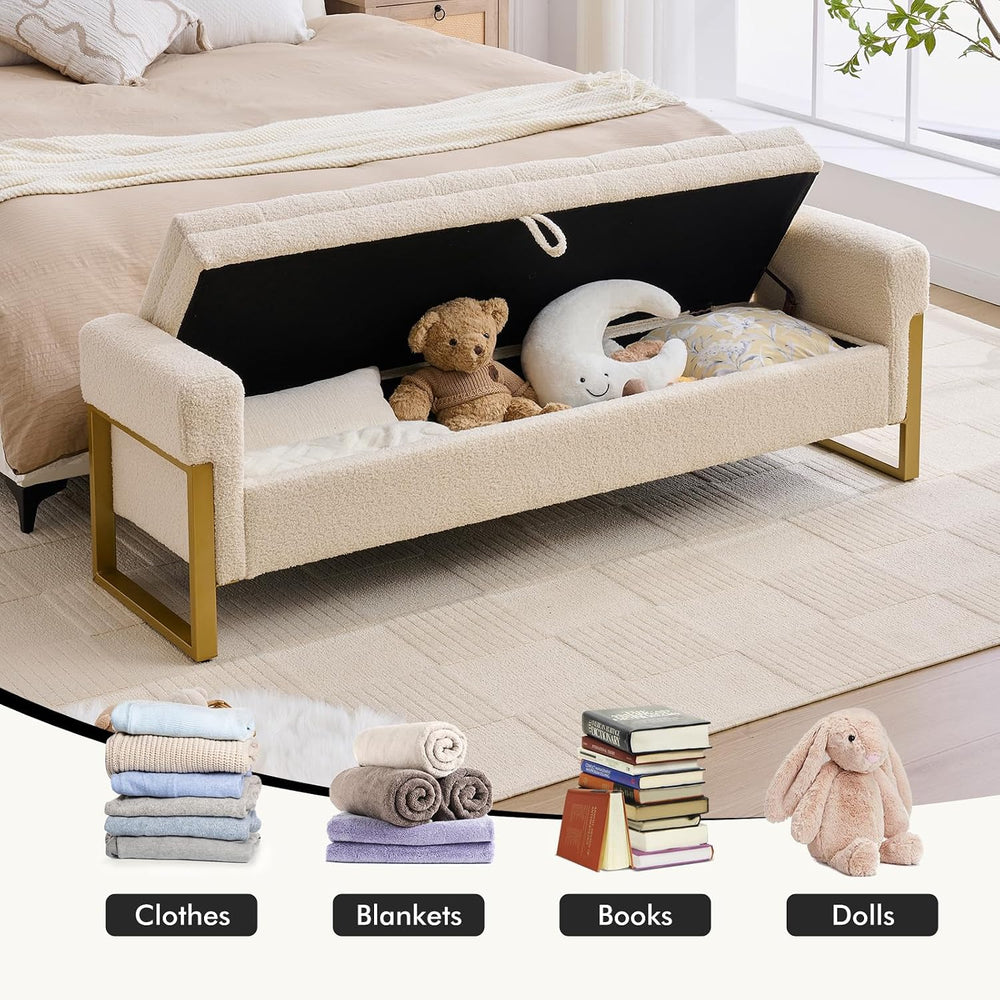 67" End of Bed Storage Bench King Size, Bench for Bedroom Foot of Bed, U...