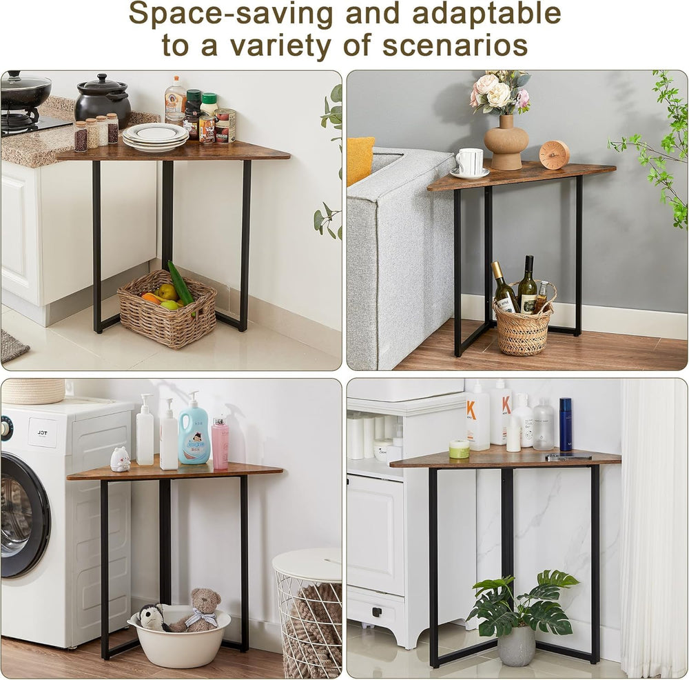 VECELO Corner Shelf, End Side Tables, Triangle Shelves with Metal Frame for S...