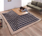 AZUMAYA Kotatsu Futon Comforter Square Shape W75 x D75 Inches, Polyester Fabric Material, Home and Living, Navy Checked Design KK-103BL, This Order Comes only Futon Comforter