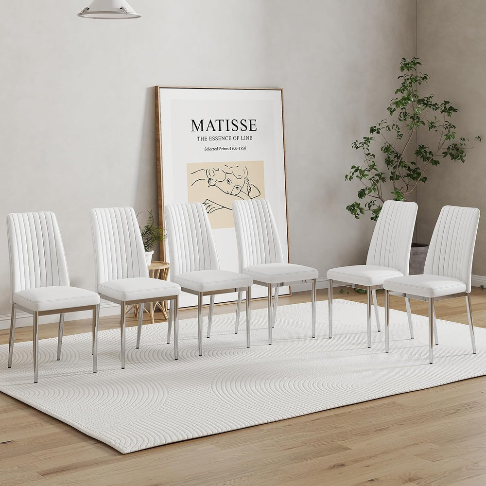 Modern Dining Chairs Set of 6,Dining Room Chairs Set of 6 with PU Leather and...
