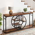 GAOMON 55 Inch Industrial Narrow Console Table, 5-Tier Entryway Table with O-Shaped Metal Frame, Extended Storage Sofa Table for Hallway, Entrance, Living Room
