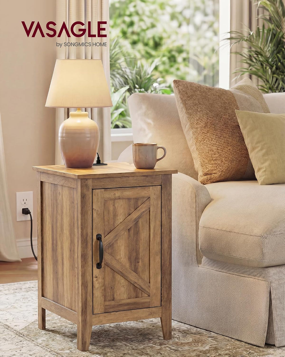 VASAGLE LIRY Collection - End Table with Charging Station, Side Table with St...