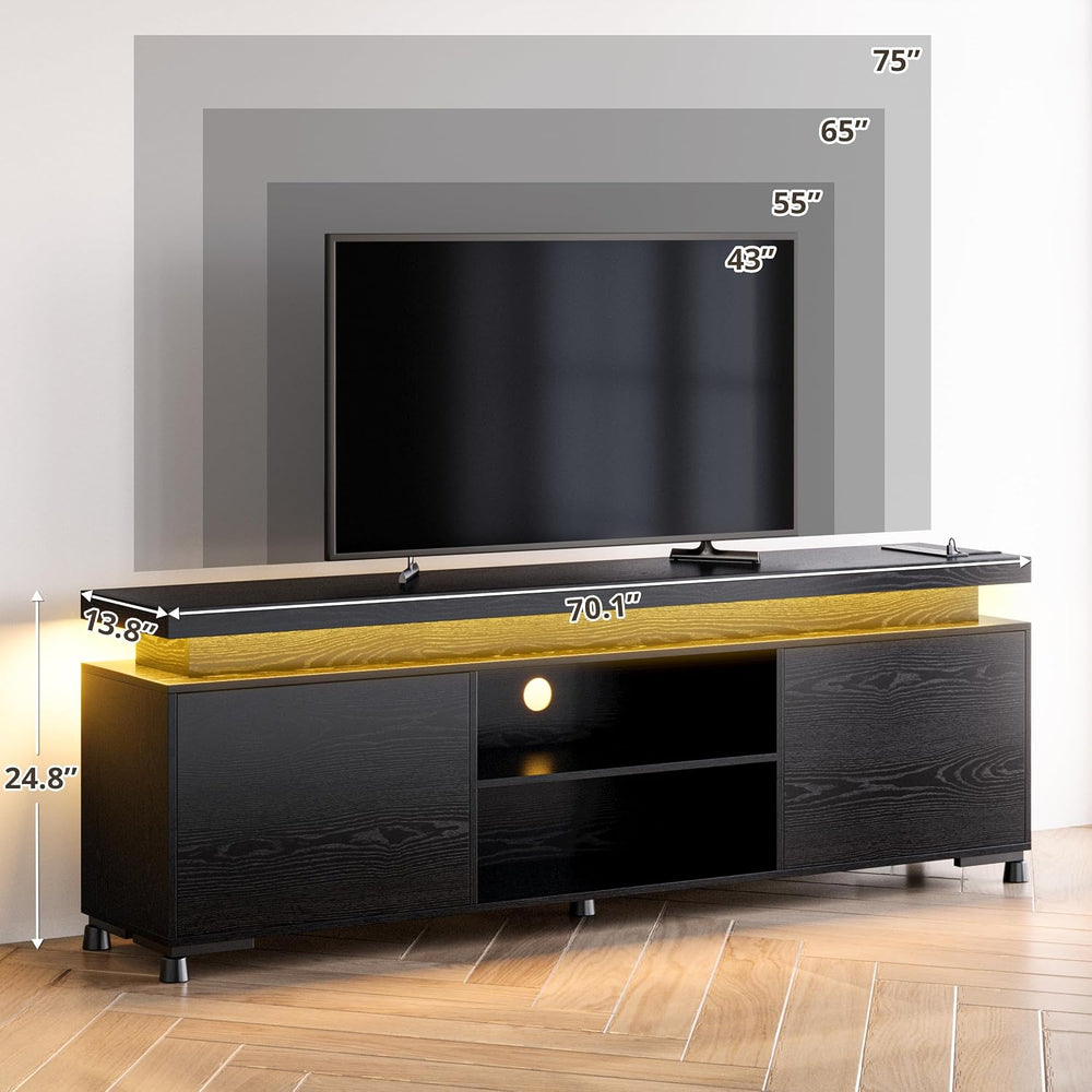 IRONCK TV Stand Entertainment Center with LED Lights for 85 inch | Power Outl...