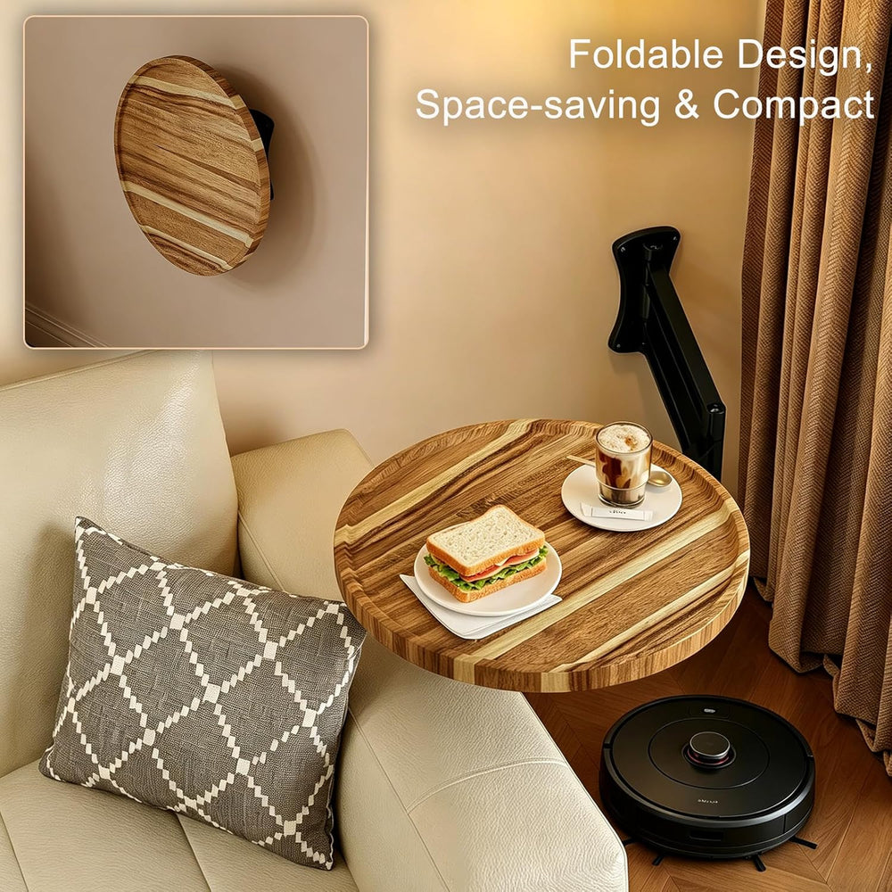 Wall Mounted Folding Table,11" Acacia Bedside Shelf Wall Mount Floating ...