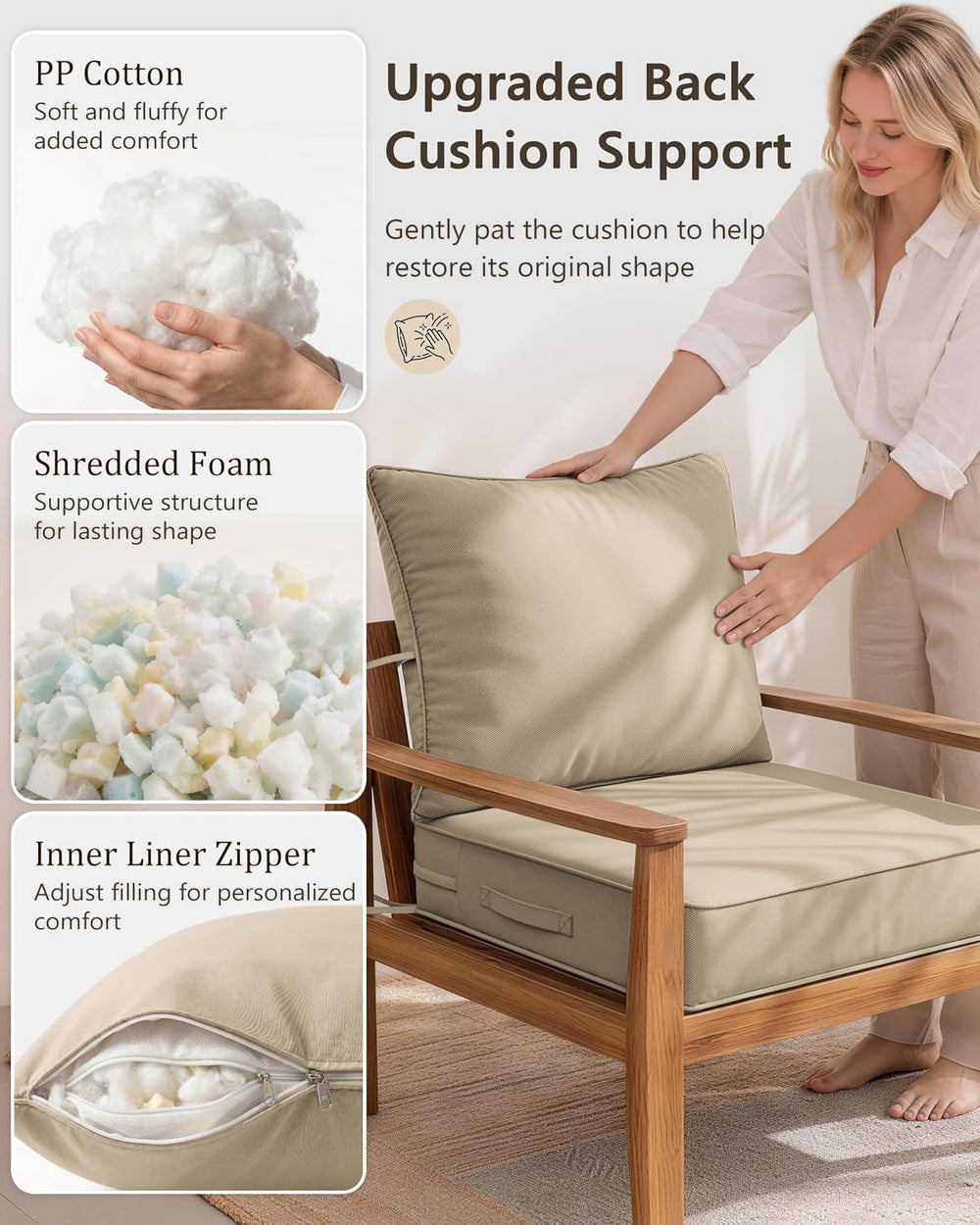 Outdoor Chair Cushion Set of 2, 22x22x4 Waterproof Fade Resistant