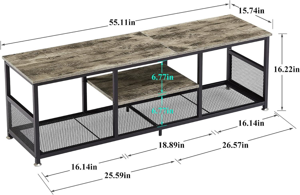 VECELO Industrial TV Stand for Televisions up to 65 Inch, 55" Entertainm...