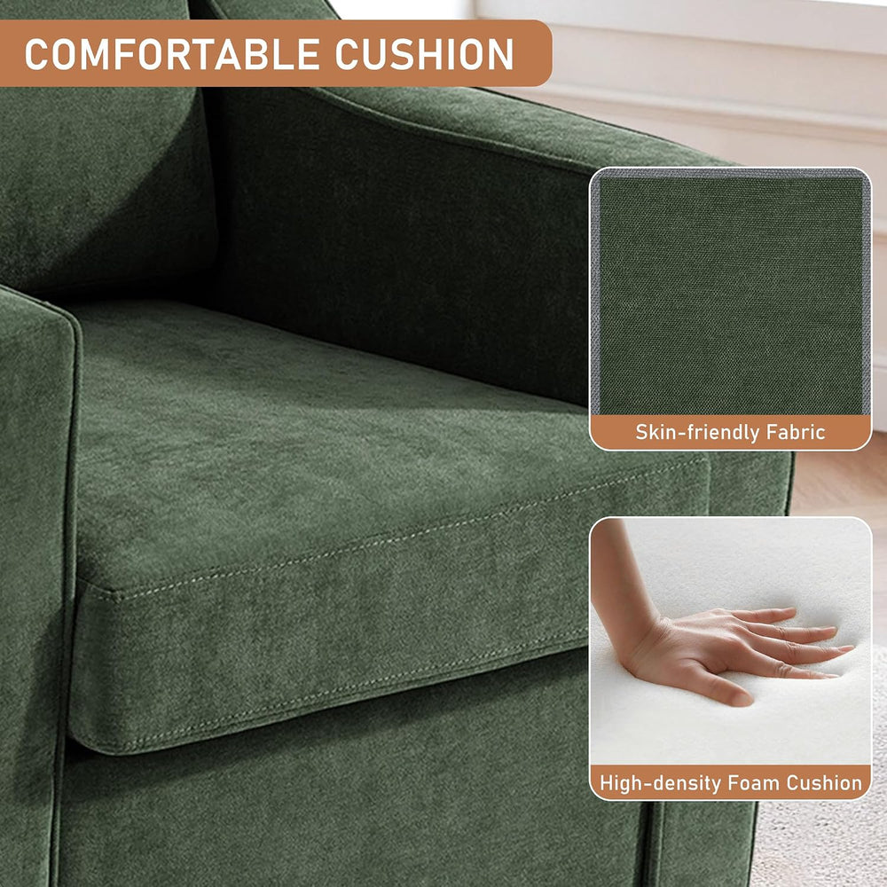 Swivel Accent Chairs Set of 2, 360° Swivel Armchairs with Deep Seat, Green | ...