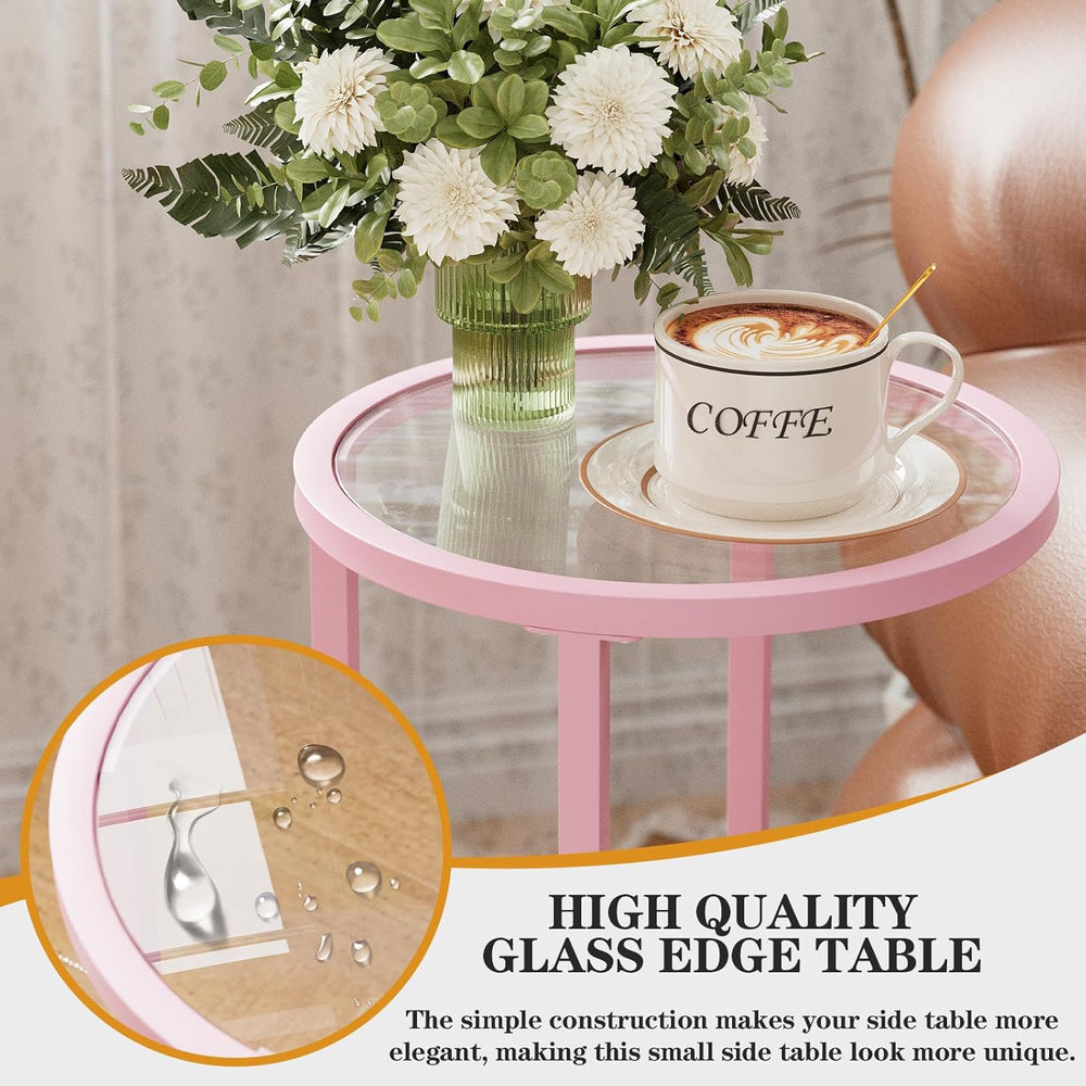 Easy Paws C Table Side End Table, Small Round Couch Sofa Tray Snack Table for...