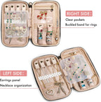 SFYBYHEART Travel Jewelry Organizer Case, Jewelry Travel Bags for Women, Small Travel Jewelry Case for Tangle-Free Earrings, Necklaces, Rings Storage, Travel Accessories, Travel Essentials, Pink