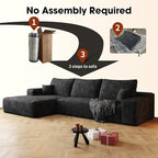 Eafurn Oversized L-Shaped Modular Sectional Sofa with Chaise, Fluffy Corduroy Upholstered Boneless Couch with Deep Seat, Minimalist Flexible Combination for Living Room | Breathable material, Full Foam, Anti-slip