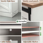 Kurapika Farmhouse TV Stand and Entertainment Center for TV Up to 75 Inch, with Sliding Barn Doors and Adjustable Shelf, Console Table and Media Furniture with Storage Cabinet, 67 Inch, White