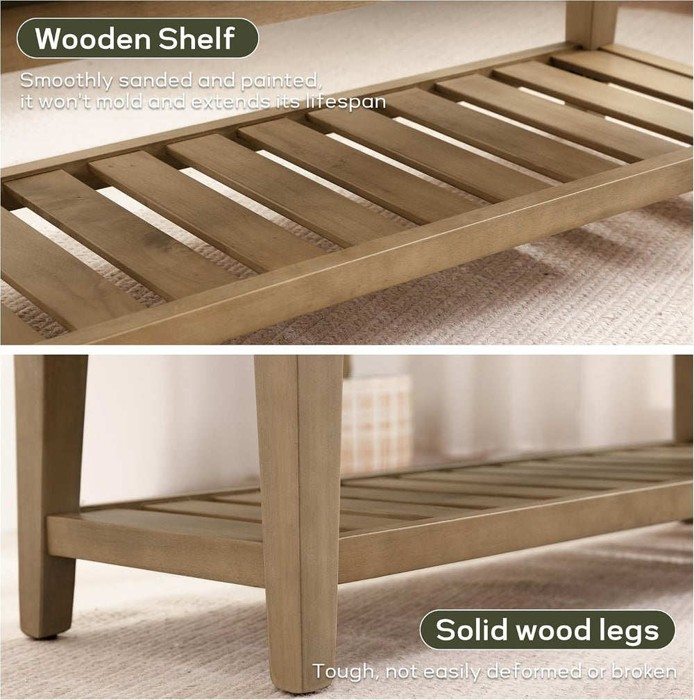 HUIMO Entryway Shoe Bench with Cushion, End of Bed Bench,Upholstered Bench fo...