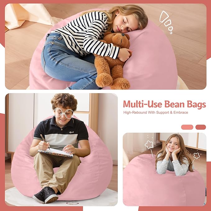 Homguava 2FT Bean Bag Chair: 2' Bean Bags with Memory Foam Filled,Comfy B...