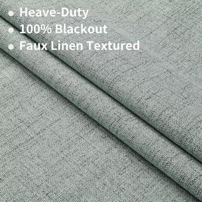 Joydeco Natural Linen Curtains 96 inch Length 2 Panels Set Burg 100% Blackout Patio Door Curtain Room Darkening Sliding Door Curtains Thermal Insulated Back tab Rod Pocket(105x96 inch, Sage Green)