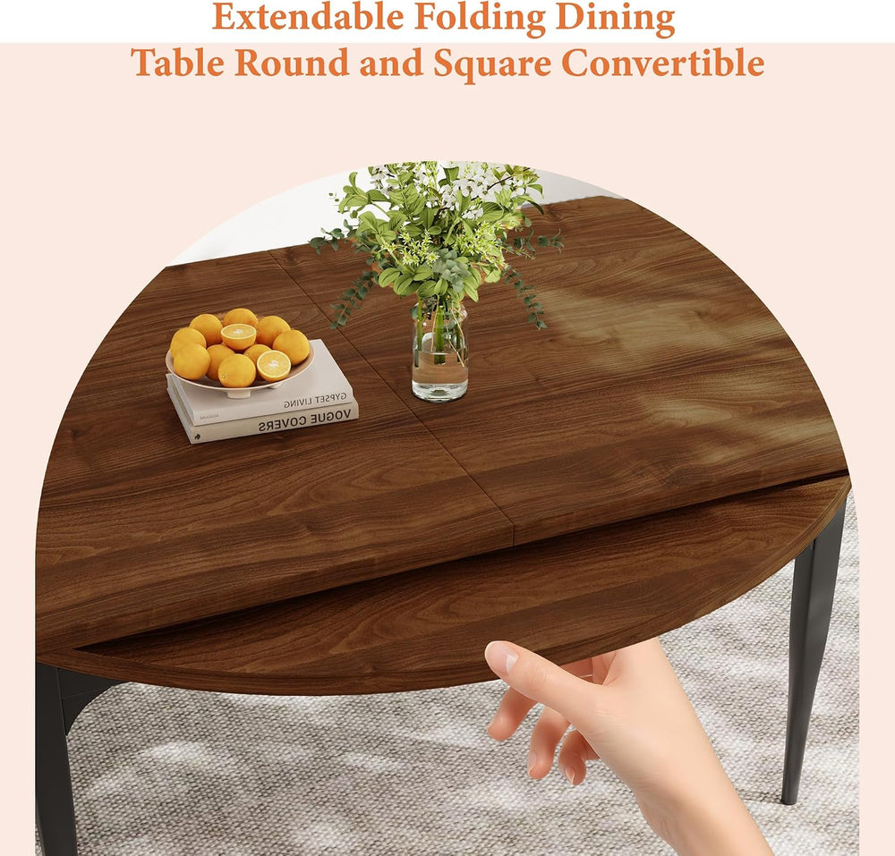 HIPIHOM 55‑Inch Extendable Dining Table Set with 4 Upholstered Chairs and Met...