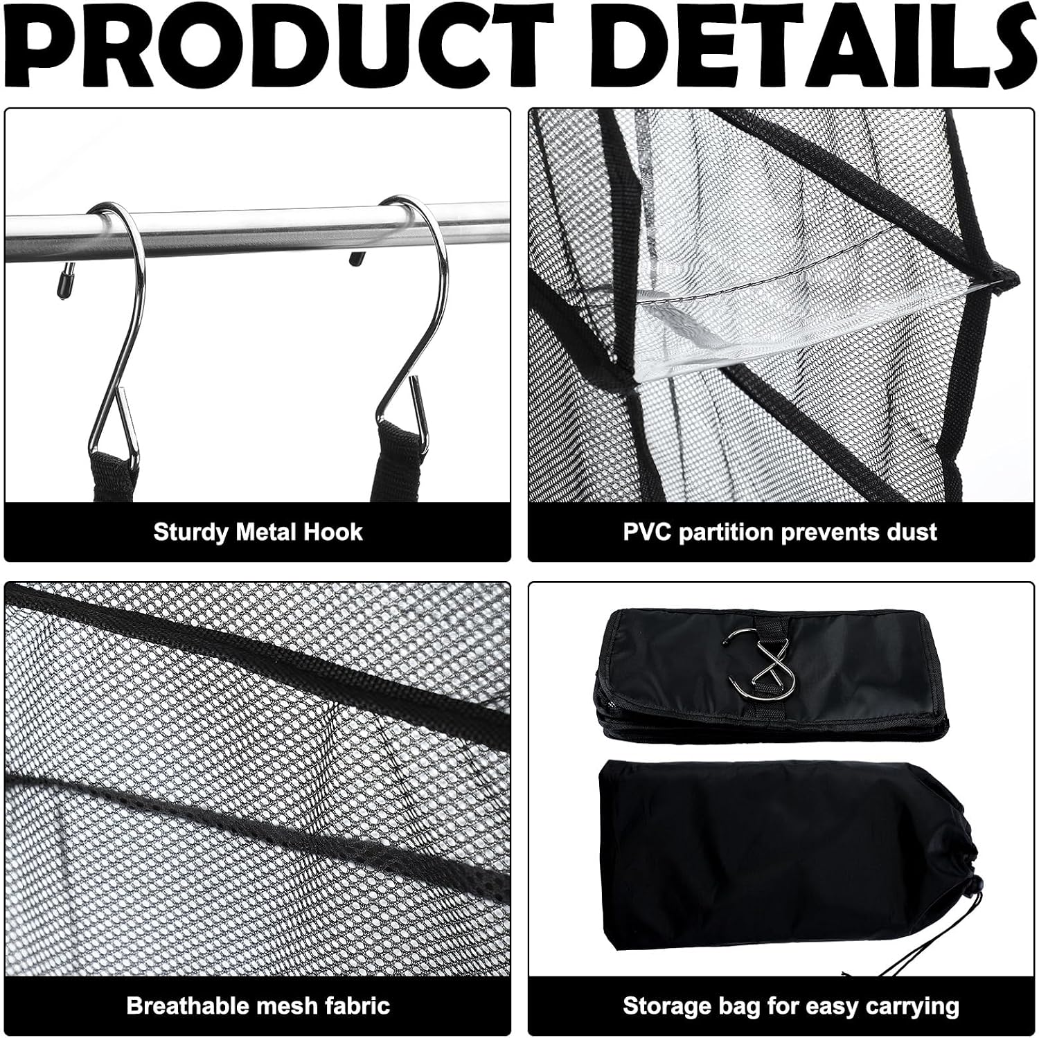 Aliceset 6-shelf Hanging Shoe Organizer for Dance Bags, Collapsible Hanging Shoe Rack with Transparent Shelves and Mesh Sides, Travel Backstage Accessories, Dance Bag Accessories