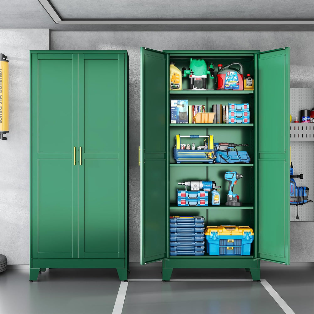 Green Metal Storage Cabinet,75" Steel Cabinets for Home Office | Kitchen...