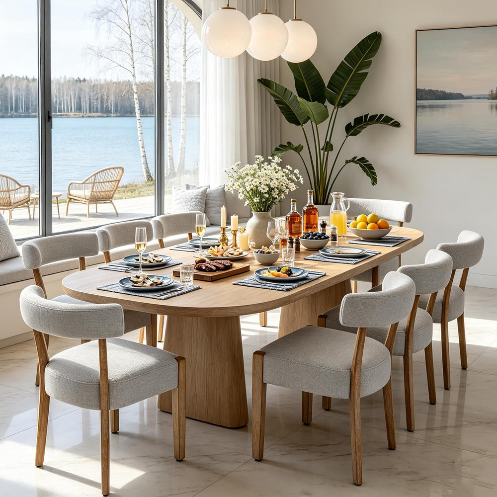 RNKSFX Upholstered Dining Chairs Set of 8, Wooden Kitchen & Dining Room C...