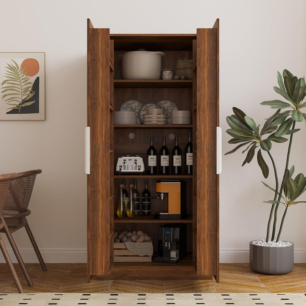 62.99Inch Modern Kitchen Pantry Cabinet,Freestanding Hutch Cabinet with Doors...