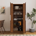 62.99Inch Modern Kitchen Pantry Cabinet,Freestanding Hutch Cabinet with Doors& Shelves,Tall Kitchen Cupboard for Living Room and Dinning Room