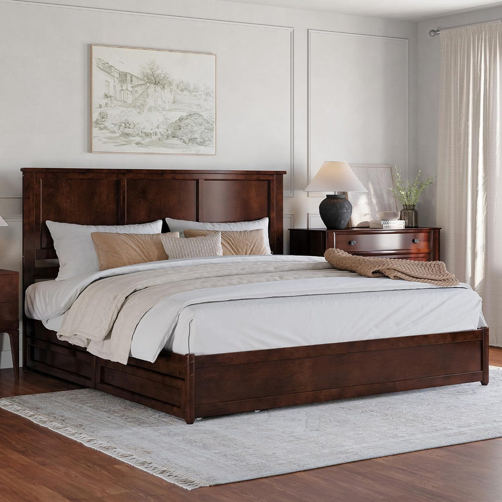 AFI, Felicity King Platform Bed with Panel Footboard & Storage Drawers, W...