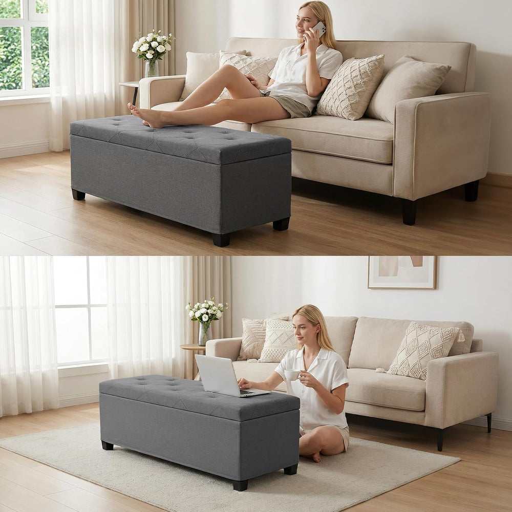 DUMOS Upholstered Storage Bench, End of Bed Ottoman, Extra Large 46.5 Gal (17...