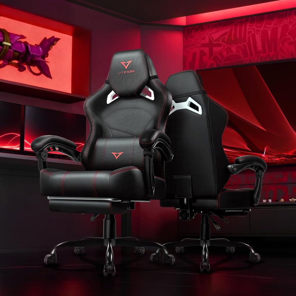 VITESSE Big and Tall Gaming Chair 400lb Capacity with Footrest | Racing-Style...